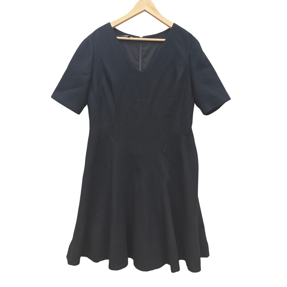 Lafayette 148 New York Black Wool Fit & Flare Dress Women's Size‎ 12